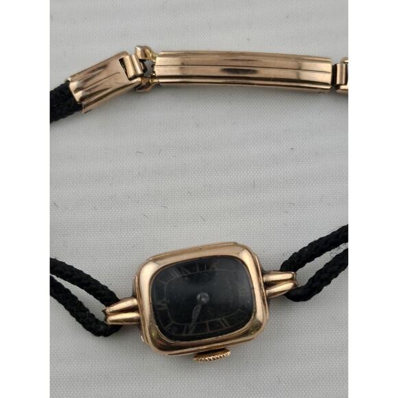 Rare Ladies 1939 Hamilton Black Dial With Rose Gold Case Manual Wind Running - Picture 1 of 12